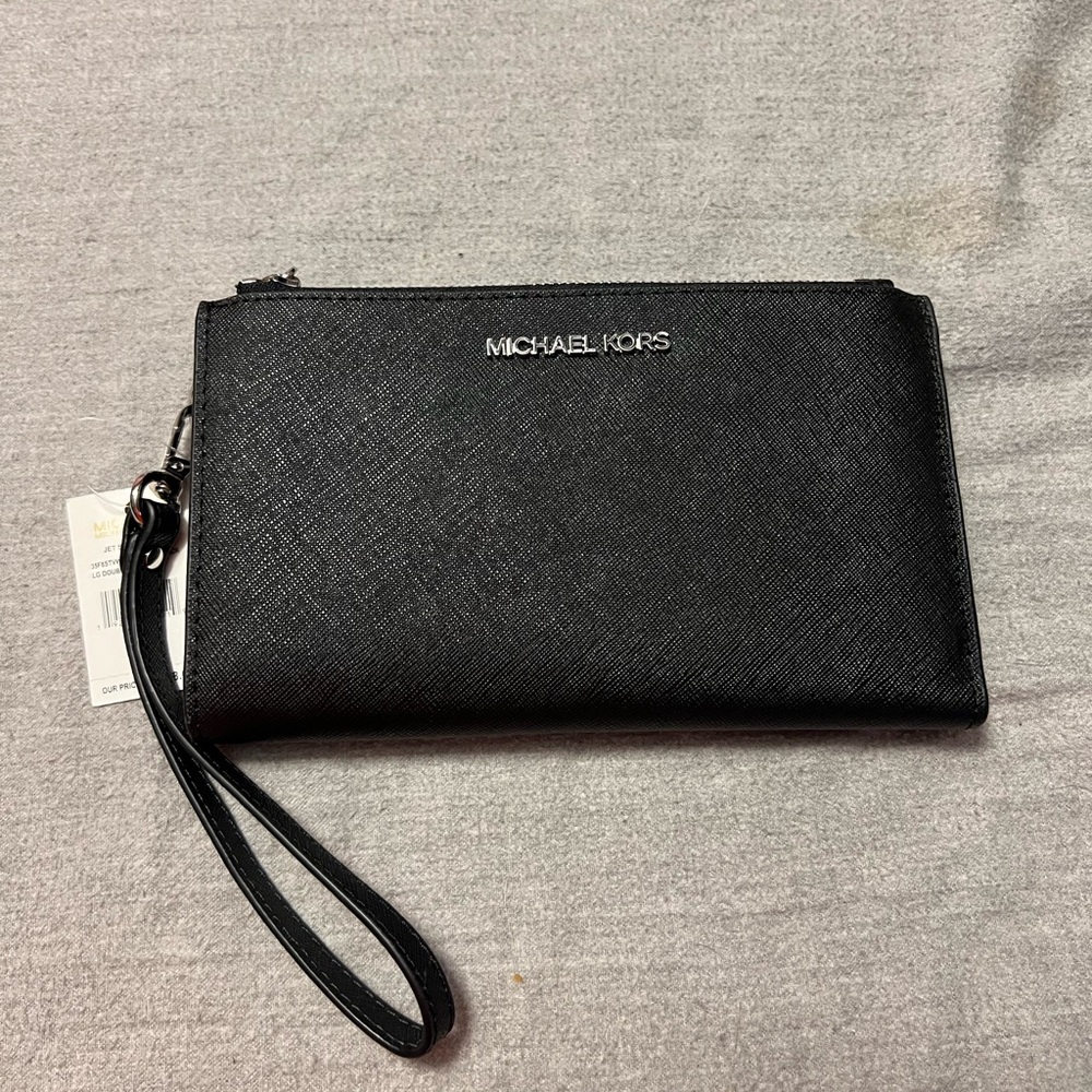 Michael Kors Black Saffiano Leather Wristlet Clutch